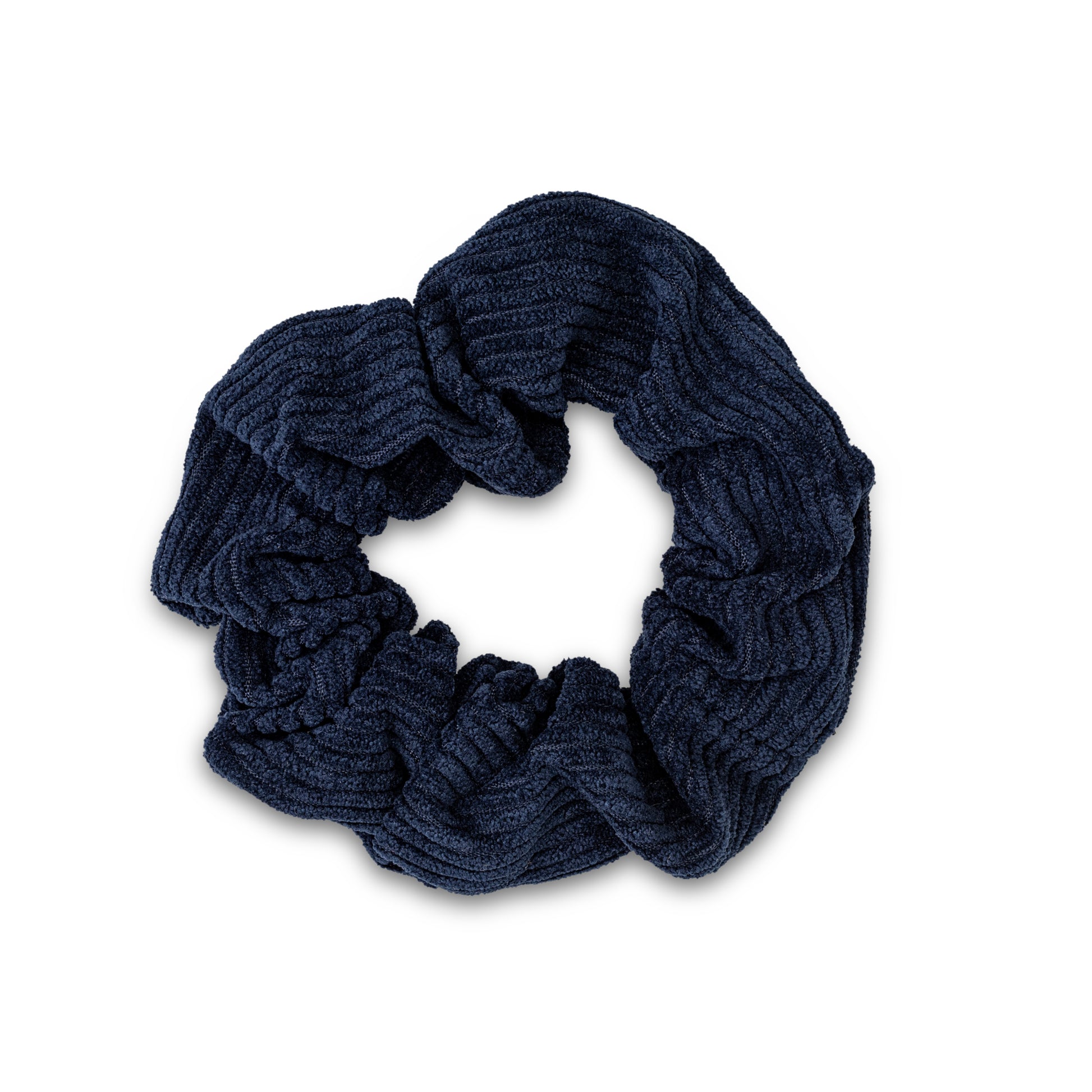Ribbad Scrunchie - Marinblå