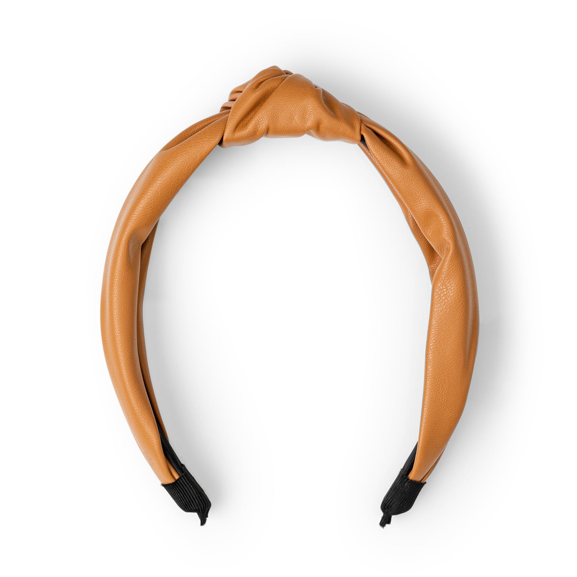 Knutet huvudband i läderlook - Brun (RW1133)