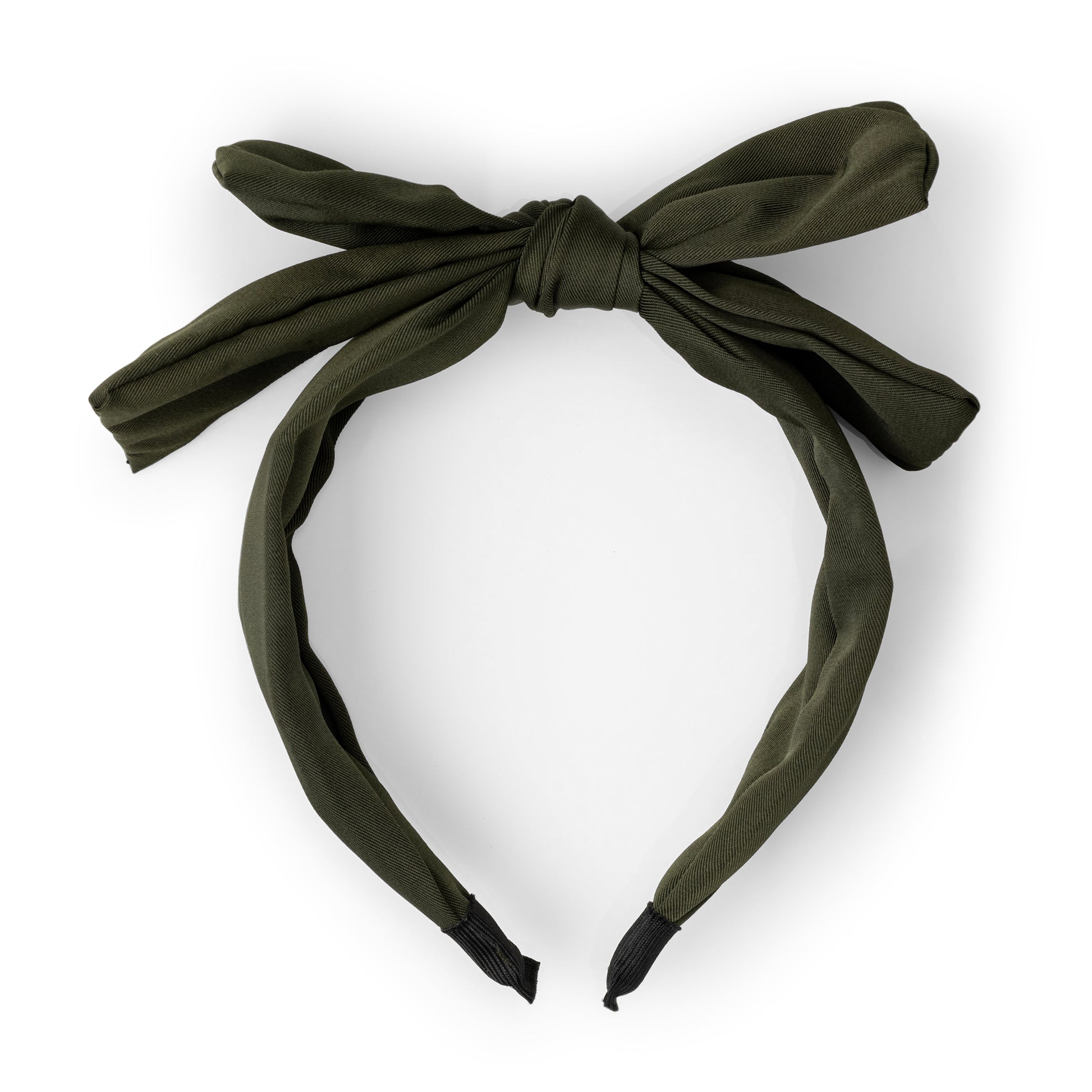 Pannband med satinrosett - Khaki