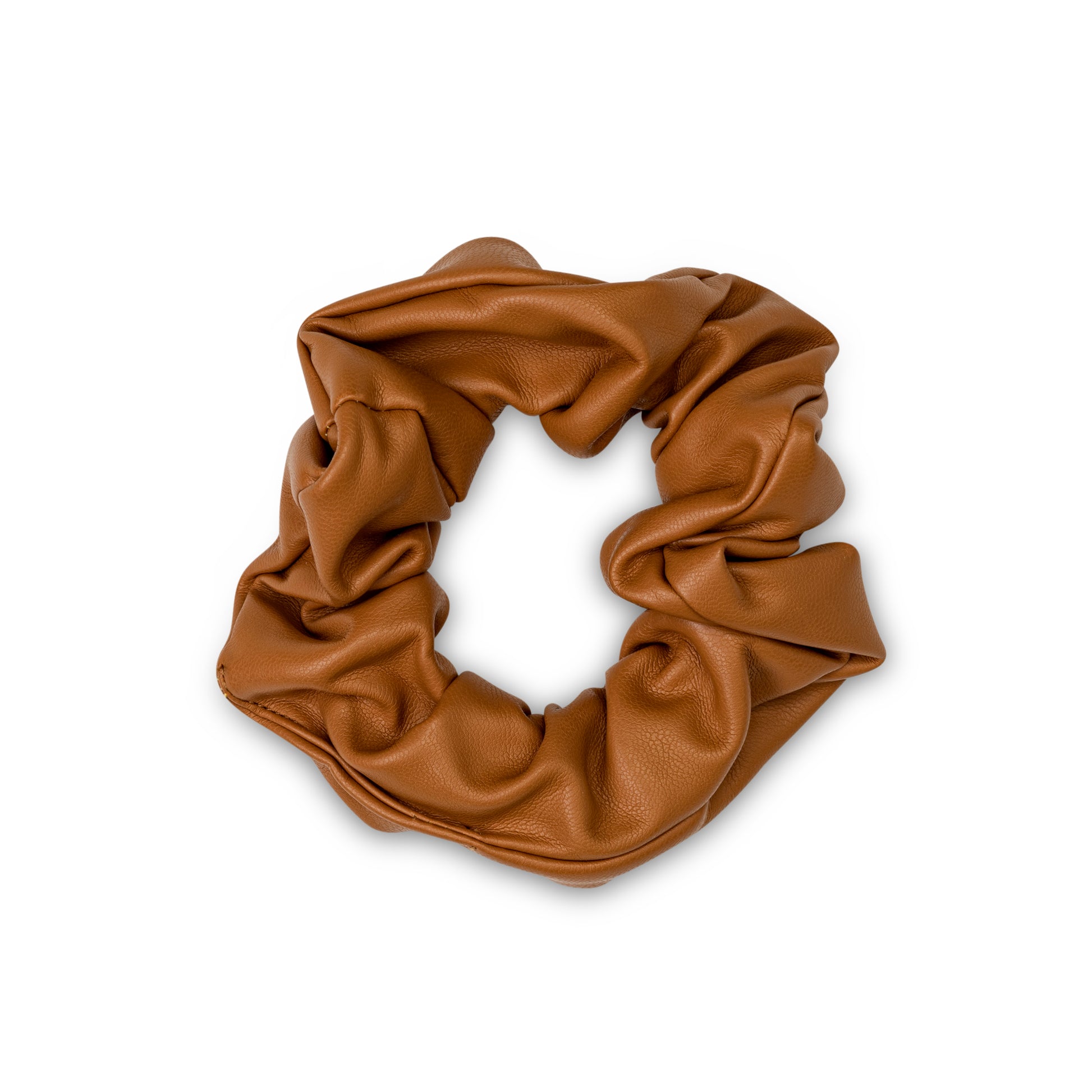 Läderliknande Scrunchie - Brun