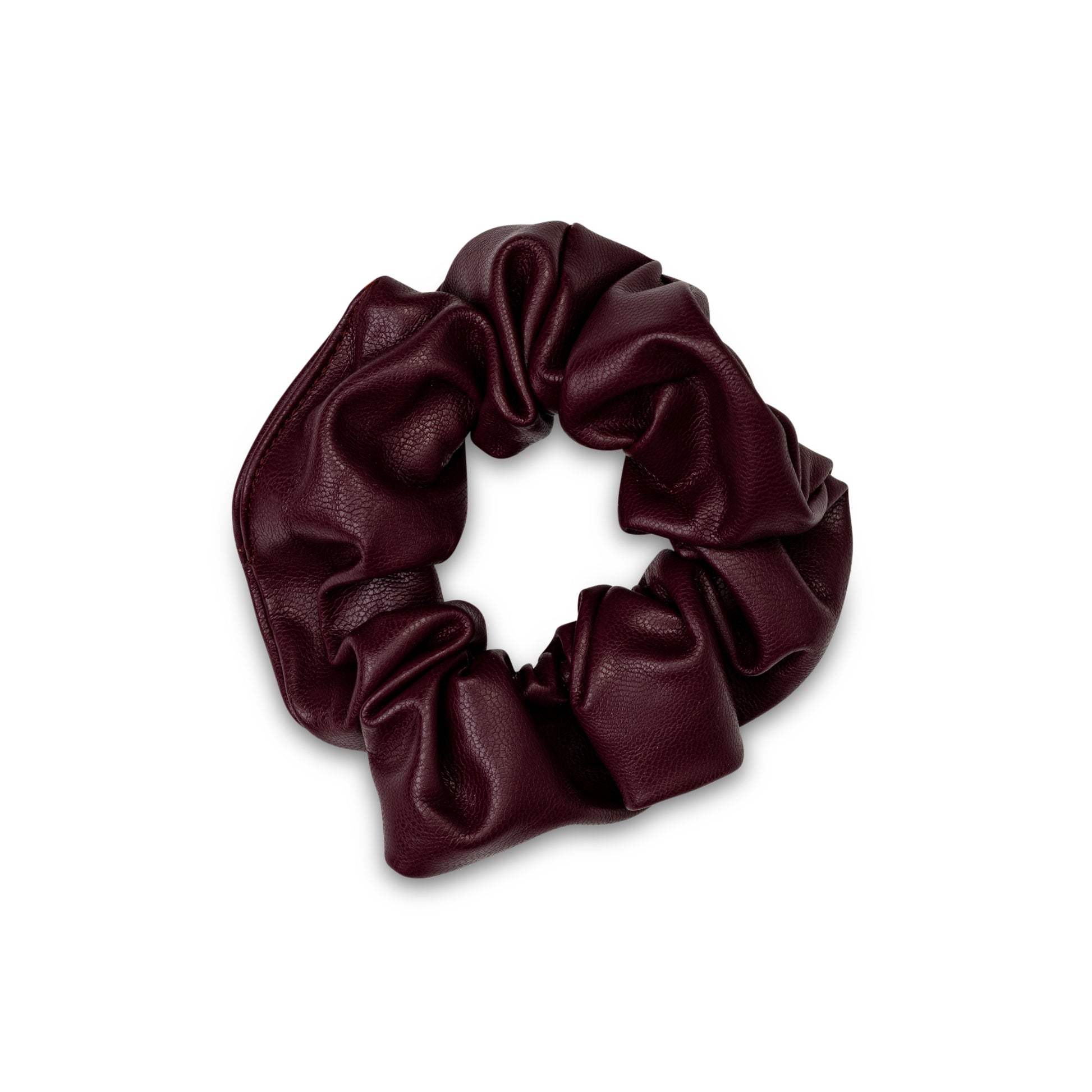 Läderliknande Scrunchie - Vinröd